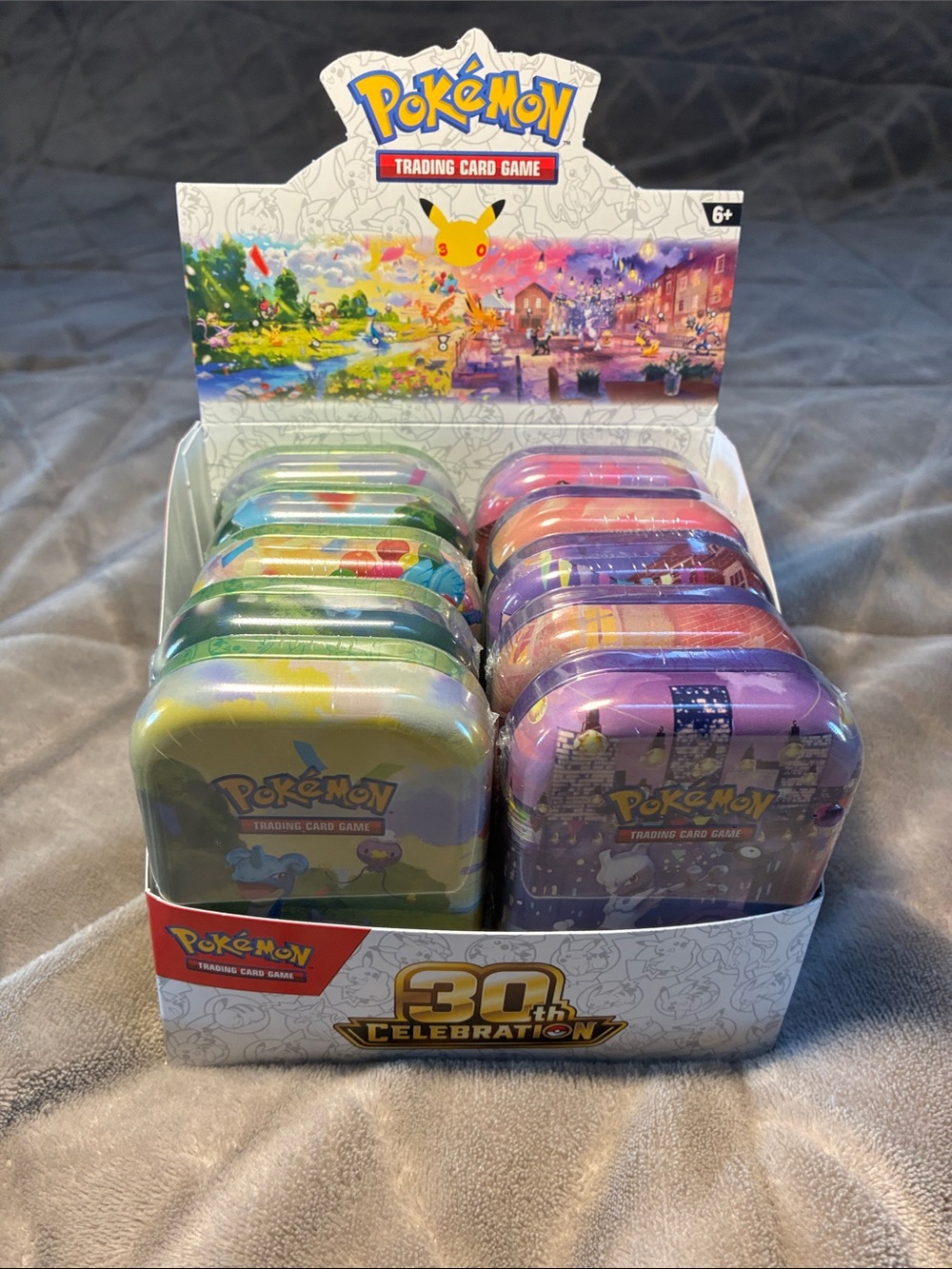 Pokemon 30th Celebration Mini Tin Display Set w/ 10 Sealed Tins